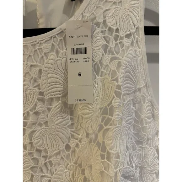 Ann Taylor White Floral Overlay Sheath Dress Size 6. NWT - Picture 2 of 3